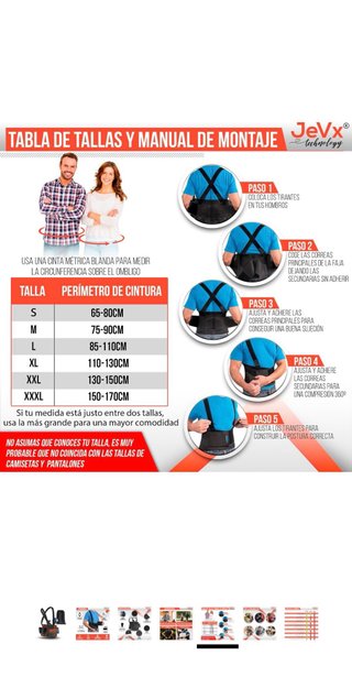 Faja Lumbar JEVX para Hombre y Mujer
