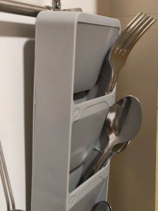 Organizador de cubiertos gris