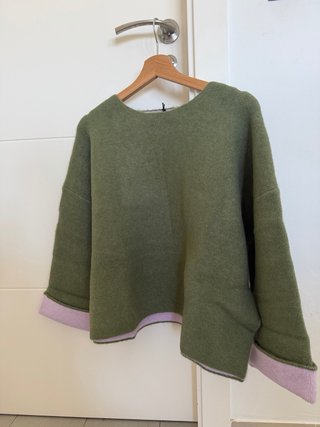 Jersey Zara combinado verde y rosa Talla S