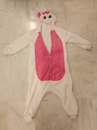 Pijama mono unicornio rosa y blanco