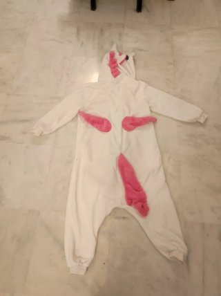 Pijama mono unicornio rosa y blanco