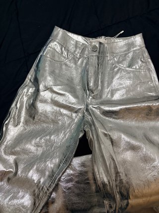 Pantalón Mango Metalizado Plata
