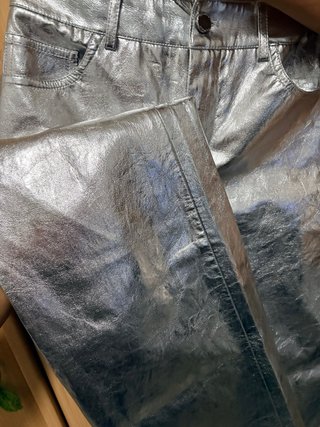 Pantalón Mango Metalizado Plata