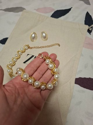 Conjunto Zara Perlas y Oro