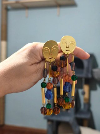 Pendientes largos Face Art - BIMBA Y LOLA