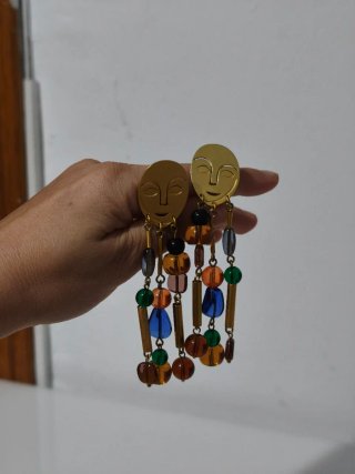 Pendientes largos Face Art - BIMBA Y LOLA