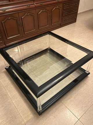 Mesa de centro cristal y negro