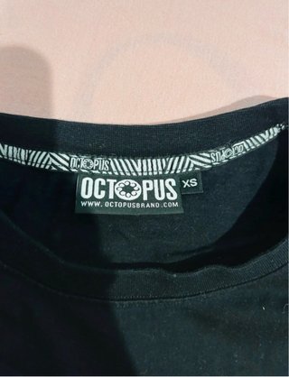 Octopus Brand T-shirt Nera Tentacoli Arancioni XS