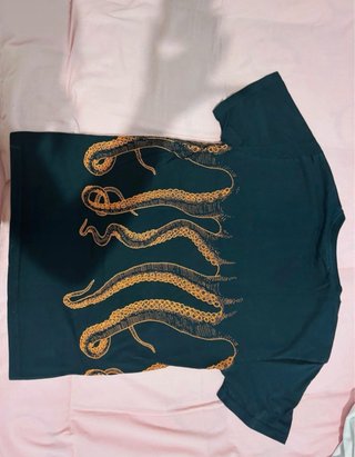 Octopus Brand T-shirt Nera Tentacoli Arancioni XS