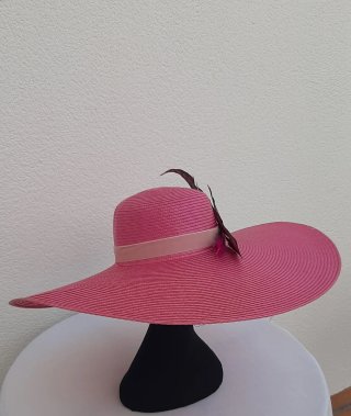 Pamela rosa con plumas