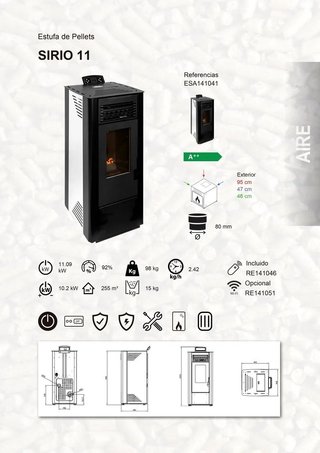 Stufa a pellet Sirio 11 11,09 kW