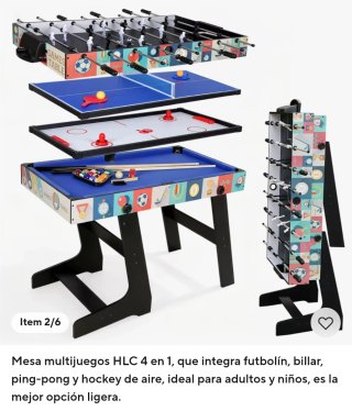 Juego 4 en 1: Futbolín, Billar y Ping Pong, y disc