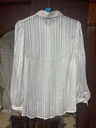 Camisa blanca y plateada con rayas