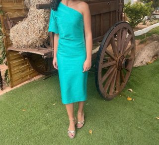 Vestido fiesta invitada turquesa