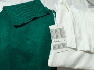 2 jerséis cuello alto PUNTO  verde y blanco