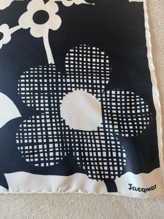 Foulard seta Jacqmar vintage panna e nero