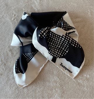 Foulard seta Jacqmar vintage panna e nero