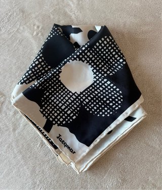 Foulard seta Jacqmar vintage panna e nero