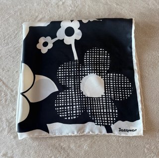 Foulard seta Jacqmar vintage panna e nero