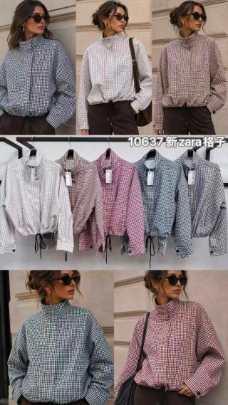 Chaqueta bomber cuadros mujer talla única