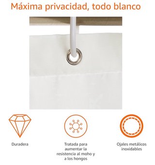 Cortina de Ducha Blanca Tela Impermeable