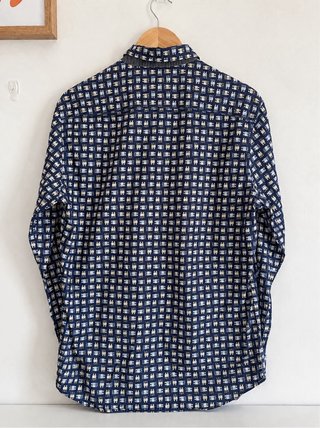 Camisa Desigual Hombre Azul Estampada Manga Larga