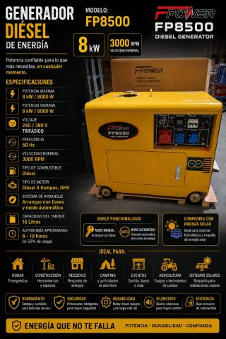 Generador Diésel nuevo  Silencioso FPOWER 8500W