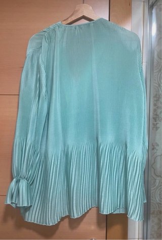 Blusa Zara Talla XS Verde Agua Plisada
