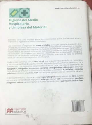 Higiene del medio hospitalario y limpieza del m...