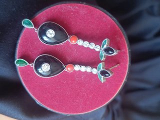 Pendientes Art Decó Platino Negro