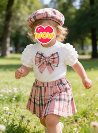 Conjunto falda cuadros rosa niña 3-4 años