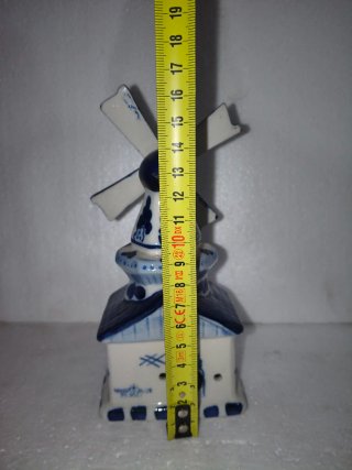 Molino Holandés Cerámica Azul y Blanco