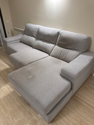 Sofá chaise longue modular gris tela