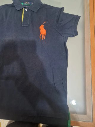 Polo Ralph Lauren M Nero con Logo Arancione