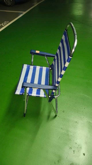 Silla de Playa Plegable Rayas Azul/Blanco