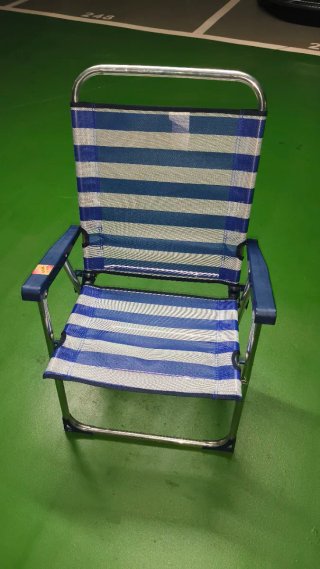 Silla de Playa Plegable Rayas Azul/Blanco