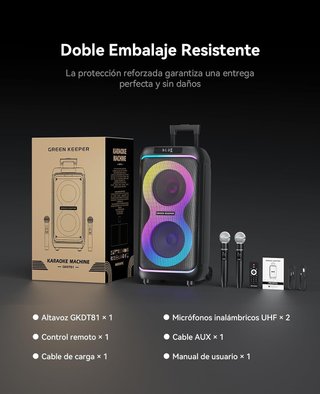 Máquina de karaoke con 2 micrófonos GREEN KEEPER