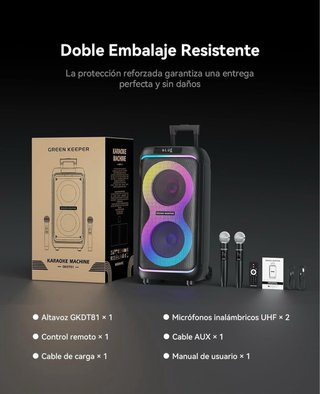 Máquina de karaoke con 2 micrófonos GREEN KEEPER