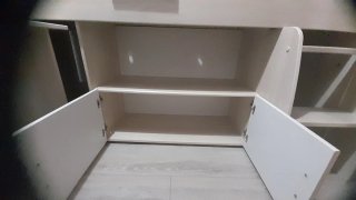 Cama alta con escritorio y zapatero