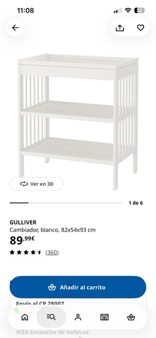 Cambiador Bebé Gulliver Ikea Blanco + colchoneta