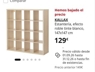 TU PONES EL PRECIO.Estantería KALLAX Roble 147x147