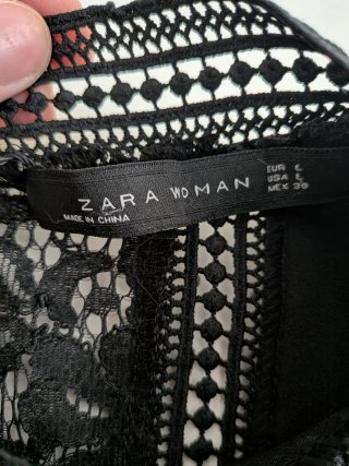 Blusa Zara Woman Encaje Negro