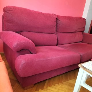 Sofá 3 plazas tela lavable rosa/rojo