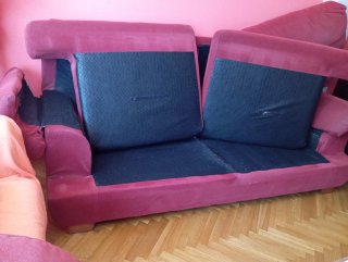 Sofá 3 plazas tela lavable rosa/rojo