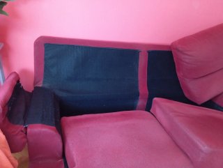 Sofá 3 plazas tela lavable rosa/rojo