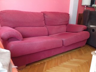 Sofá 3 plazas tela lavable rosa/rojo