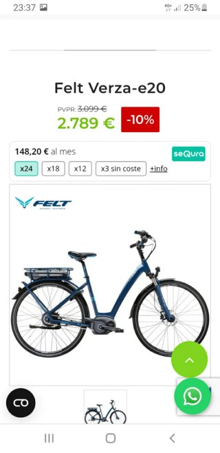 Bicicleta Eléctrica felt versa e