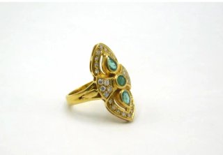 Anillo Oro Esmeraldas y Brillantes