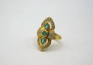 Anillo Oro Esmeraldas y Brillantes