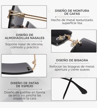 Gafas de sol sin montura rentagulares de lujo